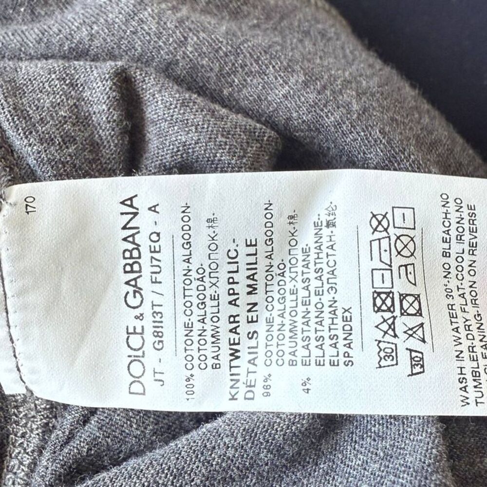 Dolce & Gabbana Logo Print T-Shirt in Grey Cotton - Picture 5 of 5